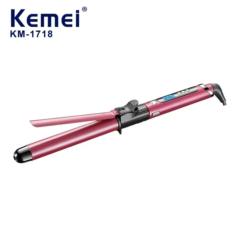 Kemei KM-1718 เครื่องม้วนผมแบบดิจิตอล LCD แบบมืออาชีพพร้อมการเคลือบเซรามิกเพื่อความร้อนอย่างรวดเร็ว