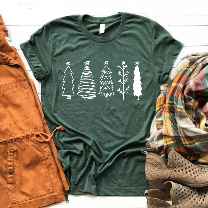 

Christmas Trees Shirt Christmas Shirts for Women Vintage Shirts for Christmas Cute Christmas T-shirt Aesthetic Holiday Tee