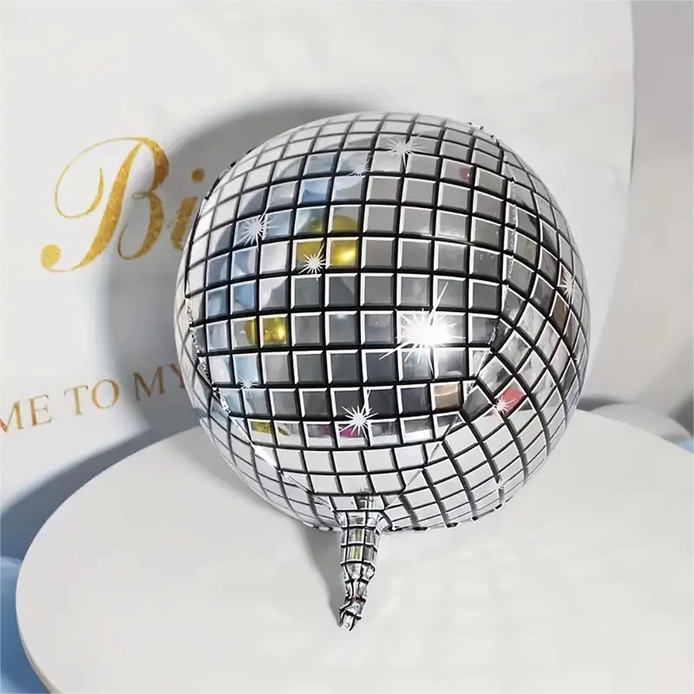 6 sztuk balony Disco Ball 22 Cal 4D balony dyskotekowe okrągłe metaliczne srebrne dyskotekowe balony z folii aluminiowej 1970. dekoracje świąteczne