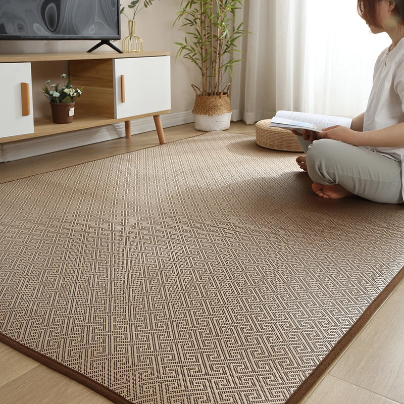 Chinese Ice Silk Rattan Mat Breathable Mat Living Room Tatami Homestay Bedroom Rattan Mat Carpet Baby Crawling Mat