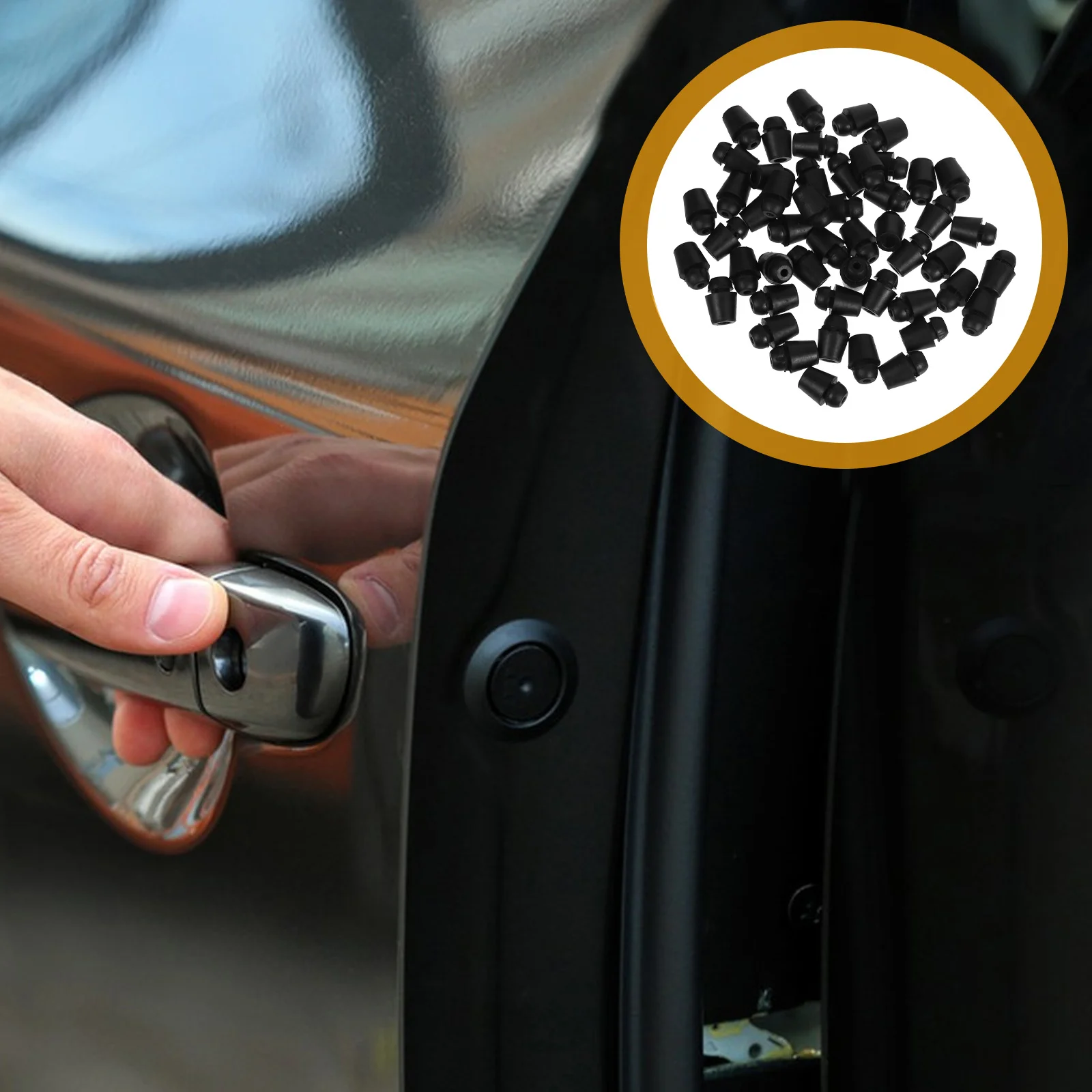 

50pcs Car Door Anti-Collision Rubber Bumpers Shock Absorption Caps For Hood Trunk Doors Bumper Guards Auto Exterior Parts
