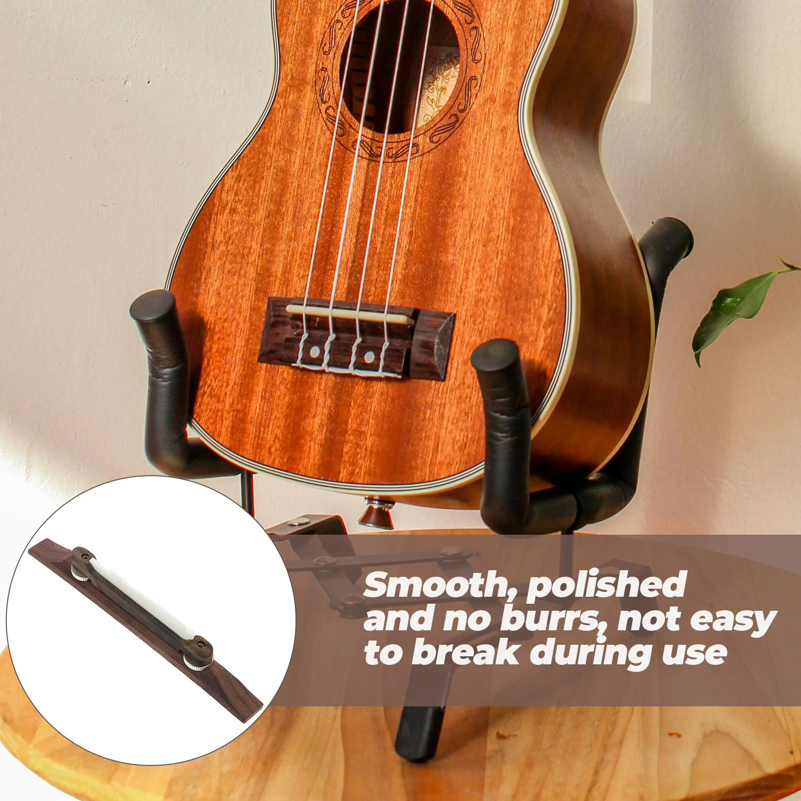 

Rosewood Bridge 15.6Cm Height Adjustable Angled Design For Jazz Guitar Polished Wood Metal Craftsmanship Bridge