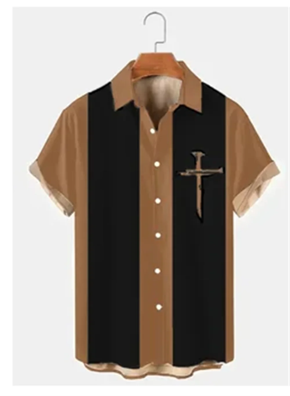 بسيطة المشارب قمصان عادية للرجال الملابس ثلاثية الأبعاد الطباعة هاواي شاطئ قمصان الصيف عادية كم قصير التلبيب بلوزة الذكور بلايز #4