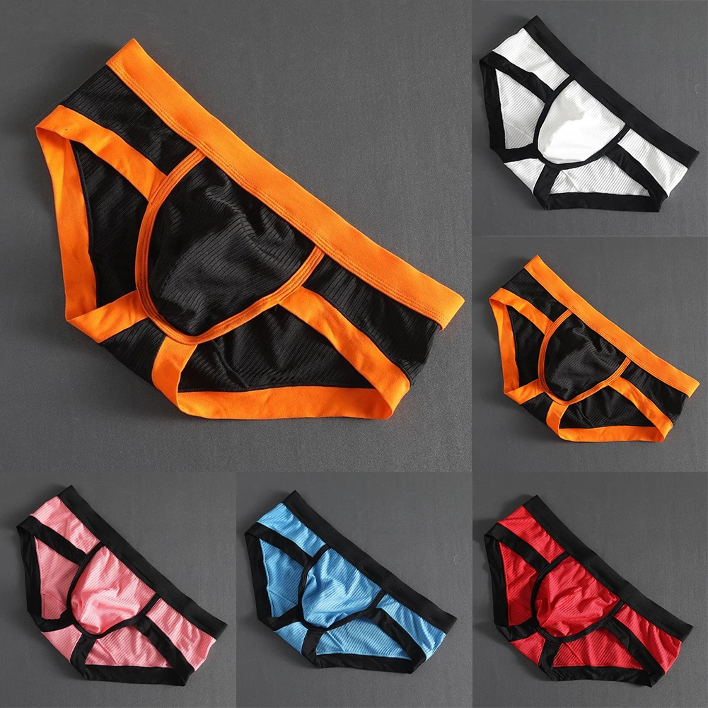 Men Briefs Casual Sports Underwear Bulge Pouch Fashion Contrast Color Underpants Panties Man's Lingerie Shorts