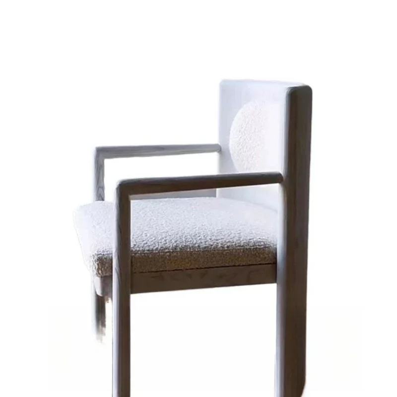 

Medieval designer solid wood dining chair retro armrest lamb wool chair