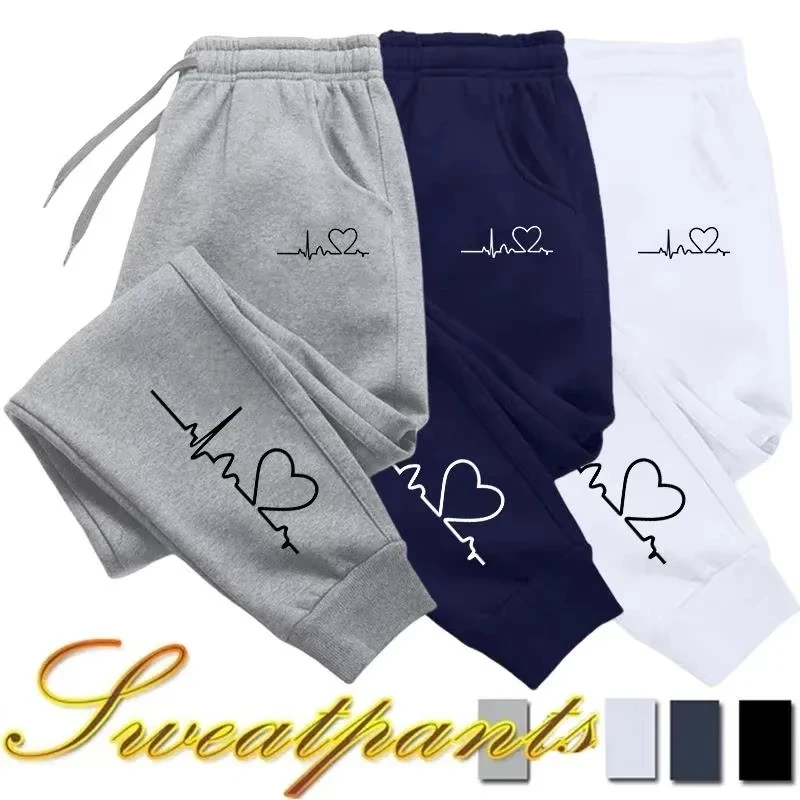 

Hot Sales Womens Sweatpants Daily Casual Pants High Quality Fitness Tracksuit Trousers Heart Print Street Sport Jogging Pants