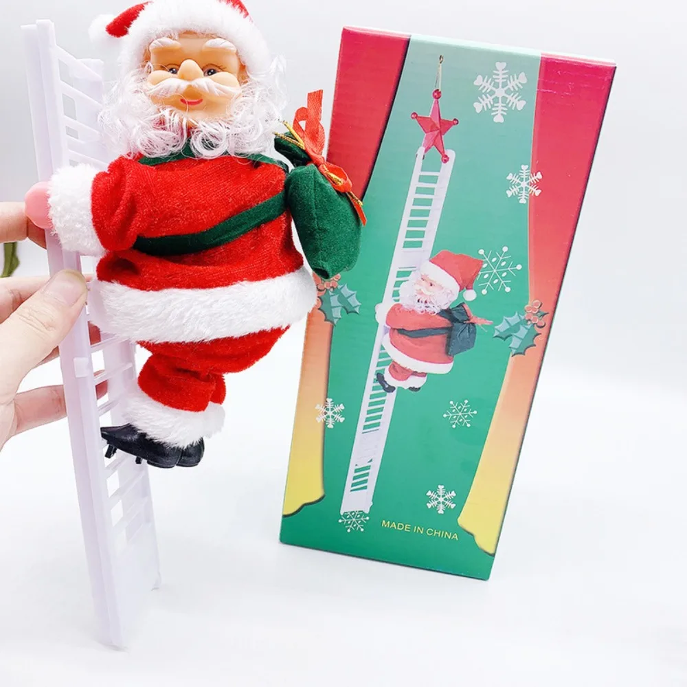 

Electric Santa Claus Climbing Ladder Climb Rop Chimney Climbing Santa Claus Doll Double Ladder Christmas Decoration