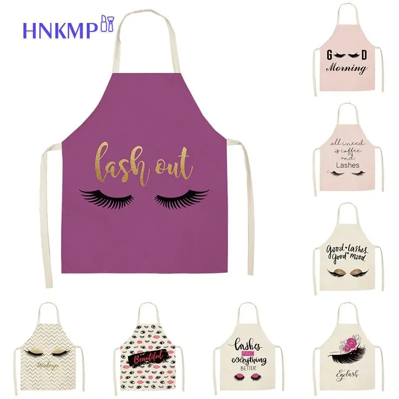 1PC Bronzing Eyelash Pattern Apron Eyelash Extension Tools Cotton Grafted False Eyelash Apron Cleaning Kitchen Apron Bib