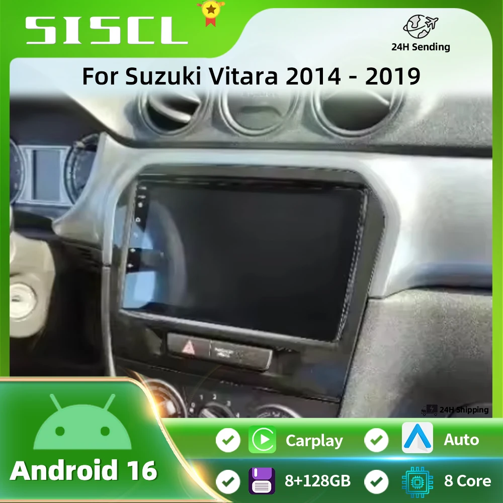 

Автомагнитола Android 16 с CarPlay для Suzuki Vitara 2014-2019, навигация GPS, мультимедийный плеер, Wi-Fi+4G, Auto DSP, BT, камера 360°