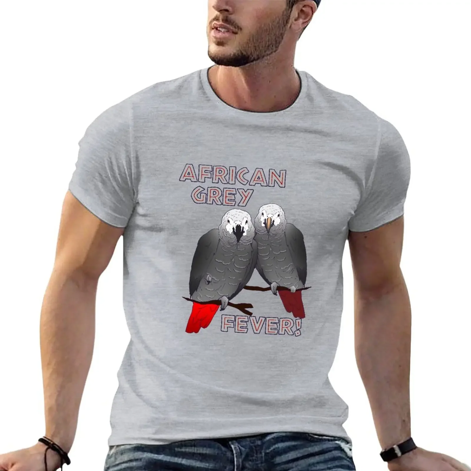 Tops Plus Size Tops Mens White T Shirts Congo and Timneh African Grey Parrot T-Shirt Men Clothing Graphic Oversized Summer Tops