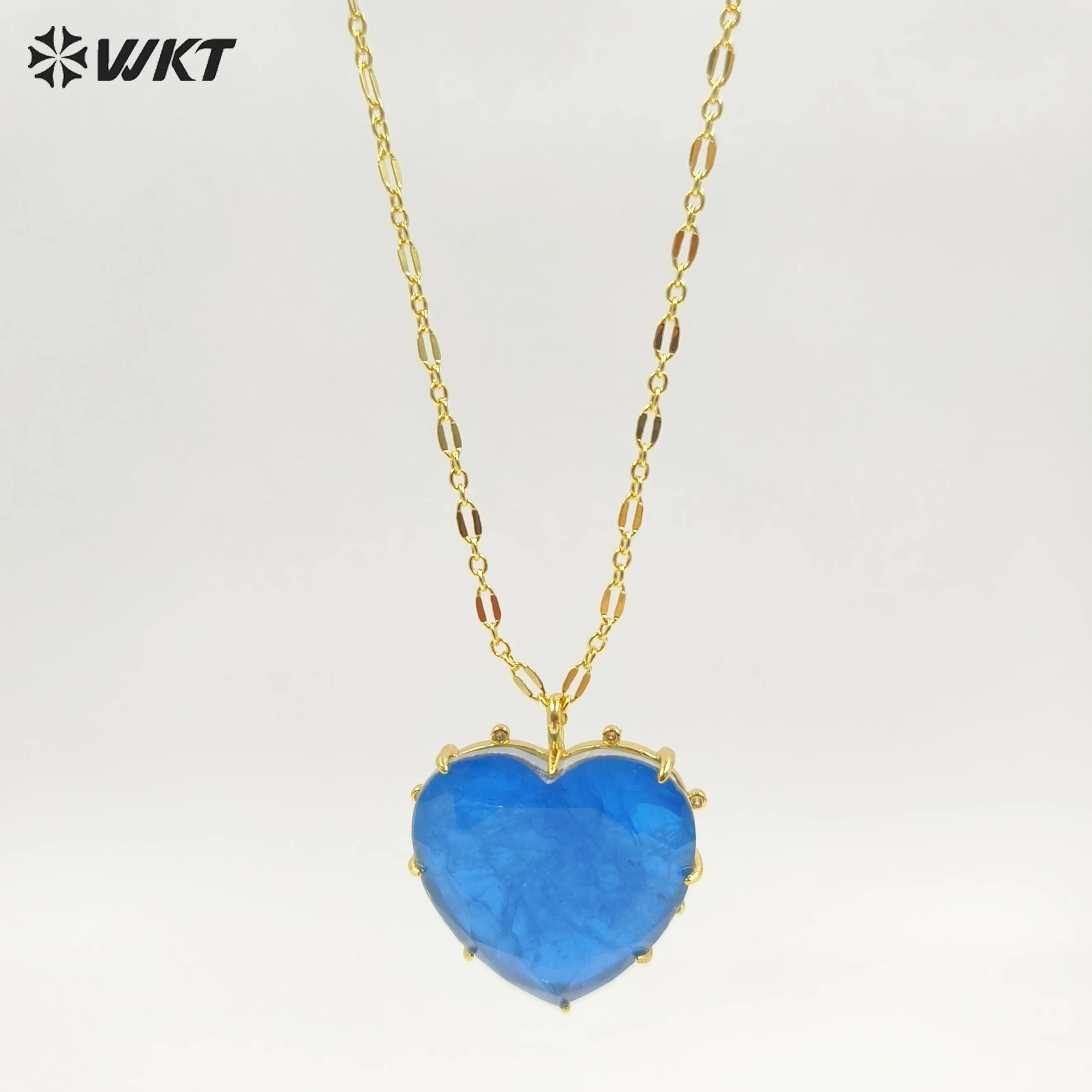 WT-N1525 Wonderful Gold Thin Chain With Colorful Stones Heart Shape Pendant Necklaces For Dance Party Matching Jewelry