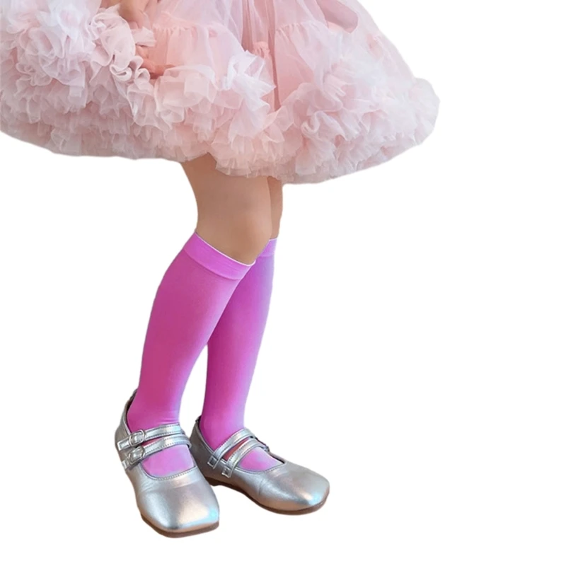 Meias antiderrapantes até o joelho para meninas, meias elásticas para balé e dança, vestido princesa para crianças