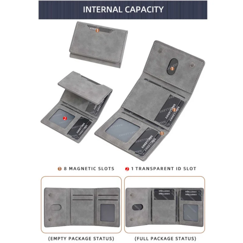 حامل بطاقات جديد للرجال عبر الحدود مع فتحات متعددة للبطاقات ومشبك بطاقات ثلاثي الأبعاد بسيط ورفيع لحالة البطاقات الشبابيةpuحامل بطاقات صغير للرجال