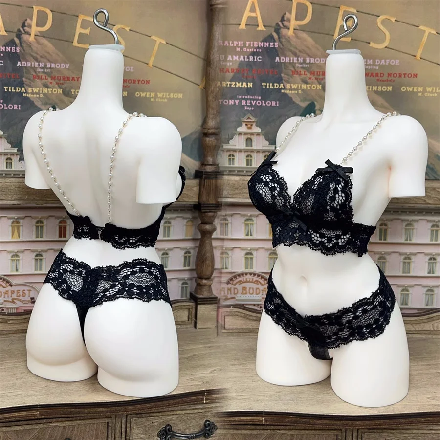 BJD Doll Toys Clothes Underwear Set Girls 1/4 Elegant White Black Hollowed-out Lace Chain Bra Panties Gifts Doll Accessories