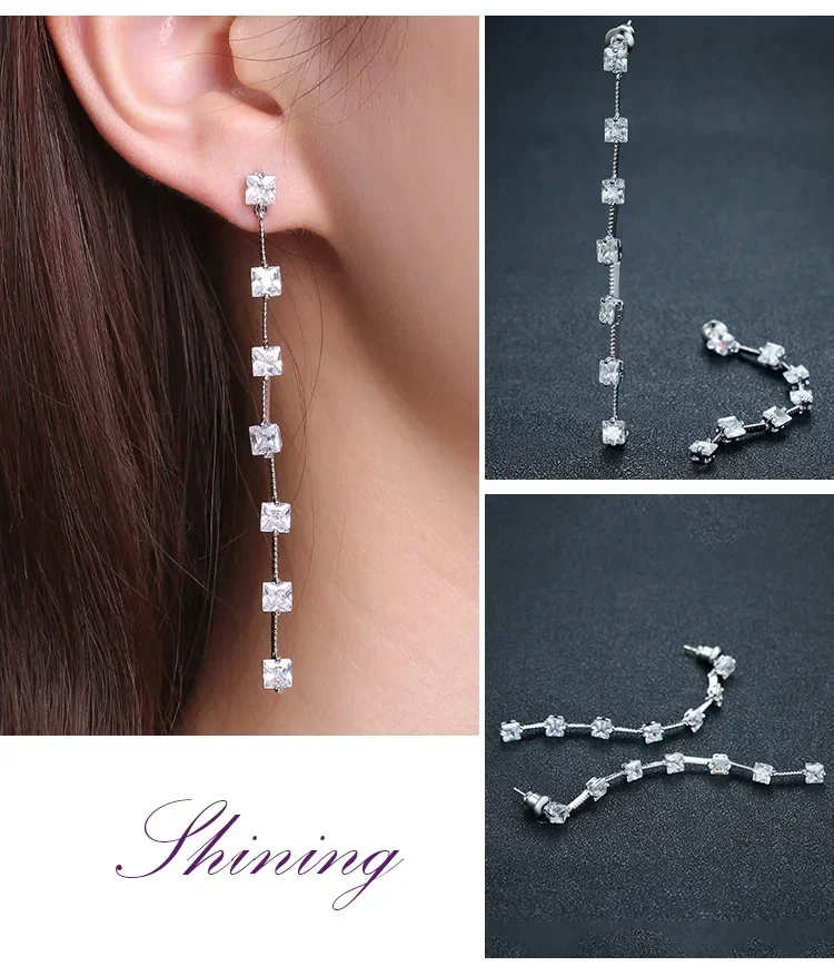 Fashion Jewelry New Long Single Row Diamond Earstring Simple Earrings Crystal from Austrian for Woman