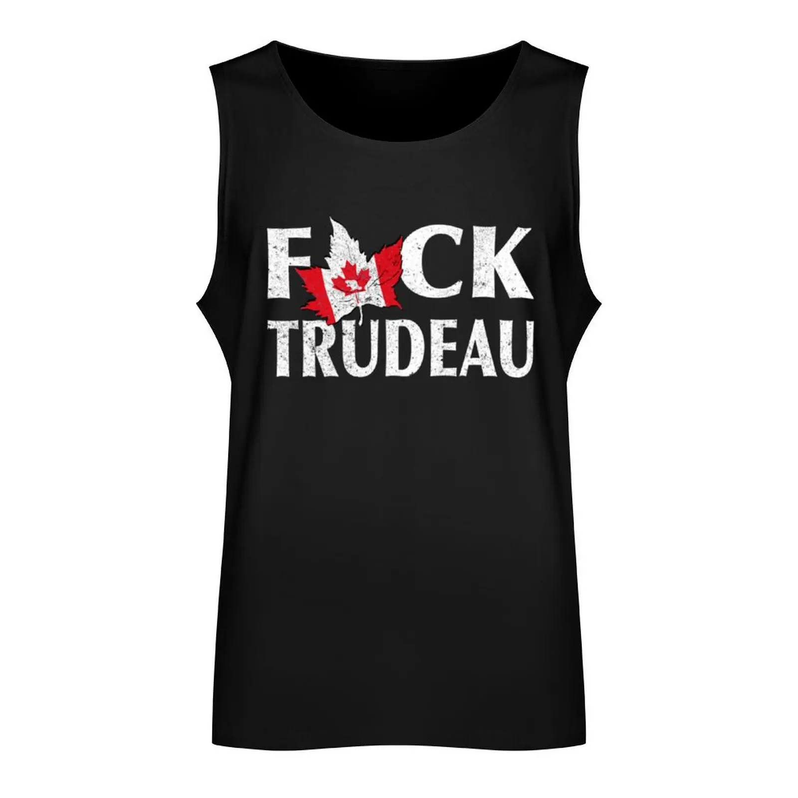 Fck Trudeau Maple Leaf Canada Flag Distressed Design Vintage Tank Top vest for men sports suits