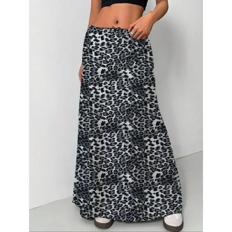 

Плюс размер 1XL-5XL, новая модная винтажная юбка, женская весенне-осенняя эластичная длинная юбка с высокой талией и цветочным леопардовым принтом