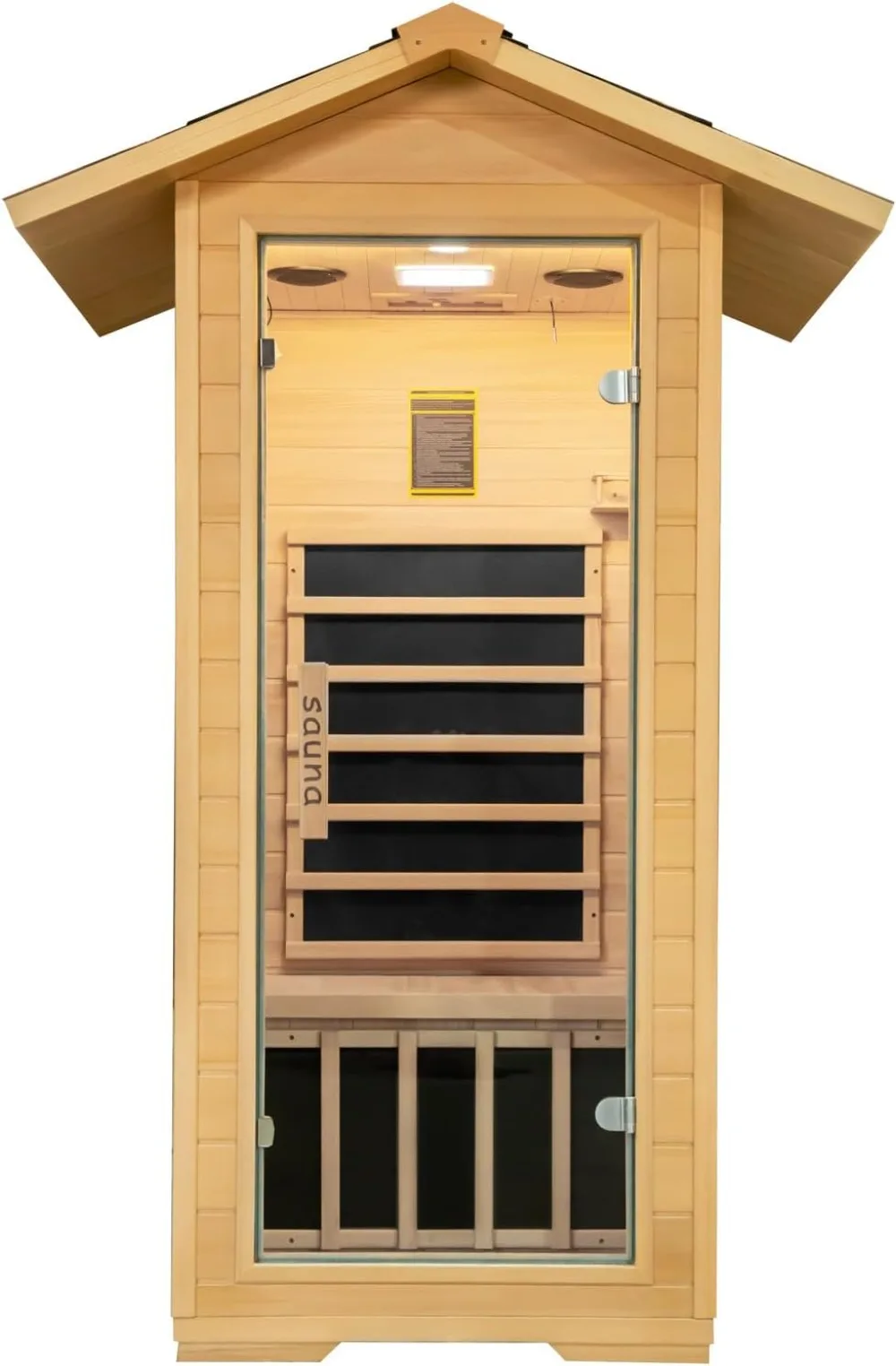 

Outdoor Far Infrared Sauna, 1 Person Low EMF Indoor Home Sauna Canadian Hemlock Wood Dry Sauna 1400W/110V