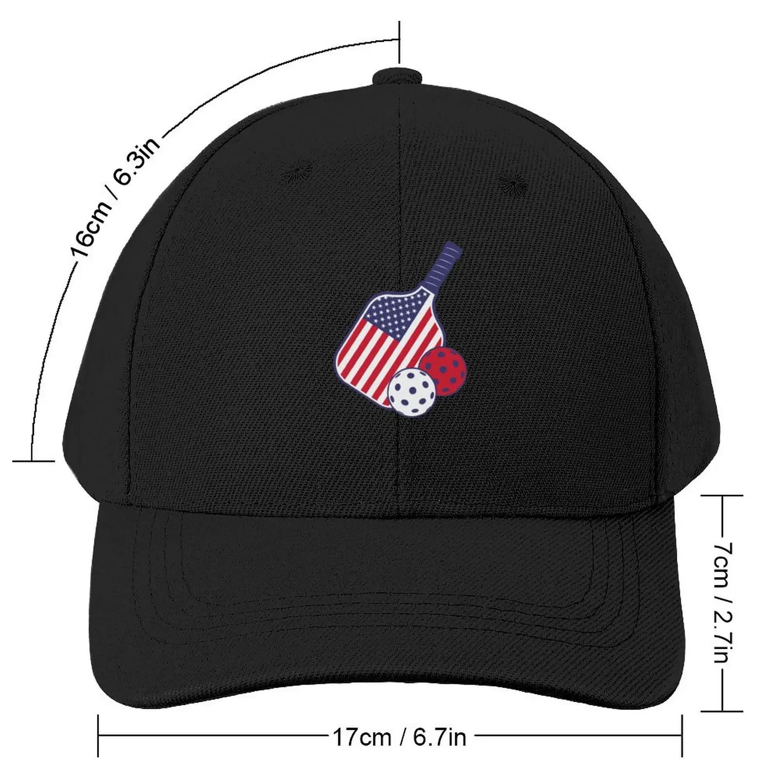 RED WHITE AND BLUE PICKLEBALLS AND PADDLE Baseball Cap Sunscreen Designer Hat Custom Cap Golf Cap Mens Hats Women's