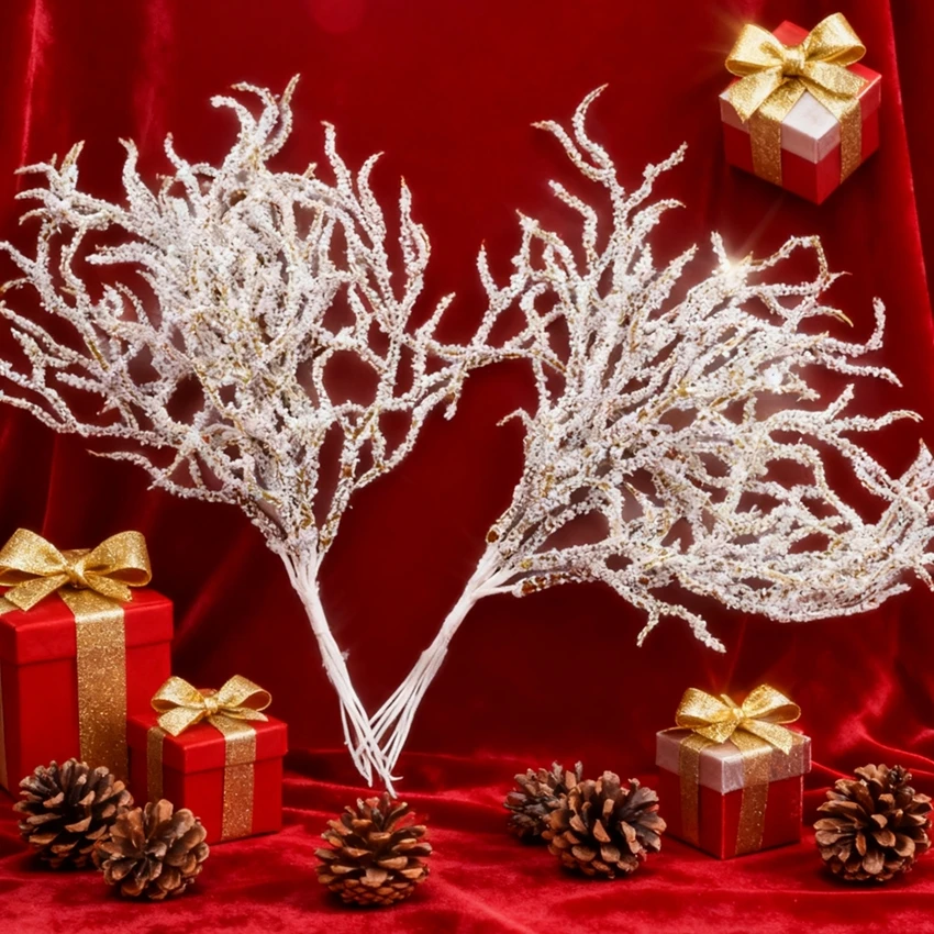 

10/20PCS Artificial Plants DIY Christmas Wreath Home Decor Wedding Party Decoration Flowers White Ornamental Flowerpot Accessory