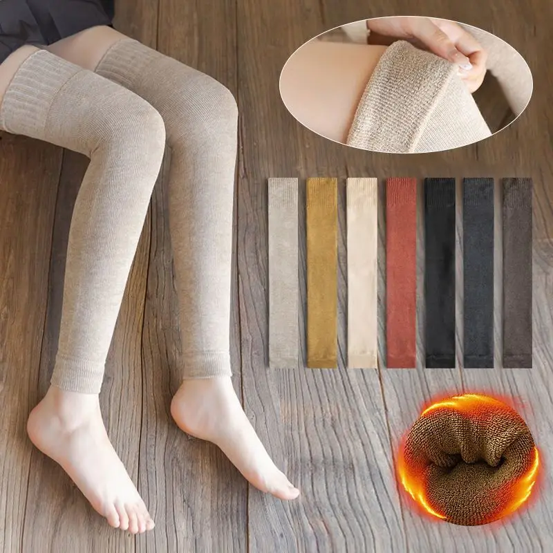 Leg Warmer Leg Sleeves Woolen Socks Long Tube Socks Leggings Elestoc Thicken Solid Color Over Knee