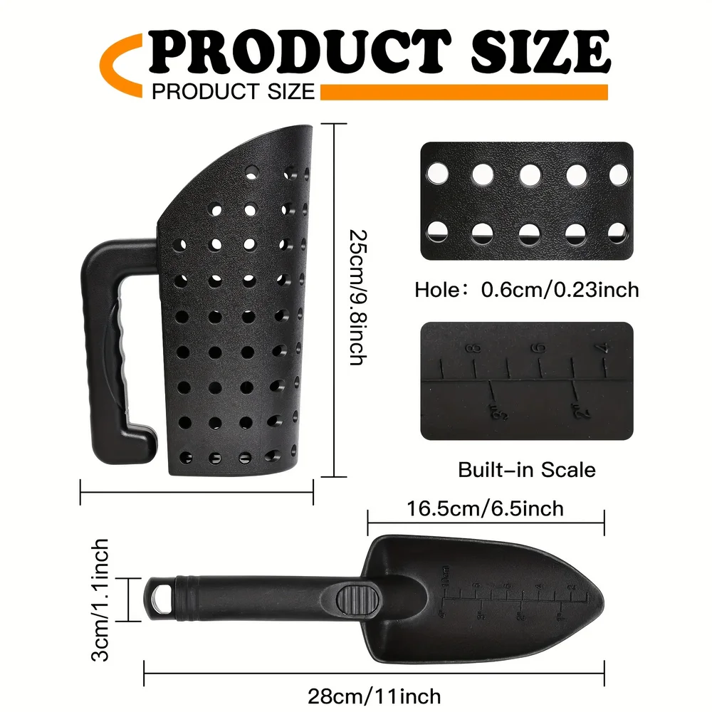 1 Set, Portable Metal Detector Sand Scoop And Shovel Set, Sand Sifter Digging Tools, ABS Plastic Metal Detector Sand Scoop Shove