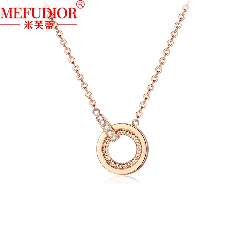 18K Gold  Circular Pendant Inlaid D VVS Moissanite Diamond Necklace Rose Golden Color Choker Women's Fashion Jewelry