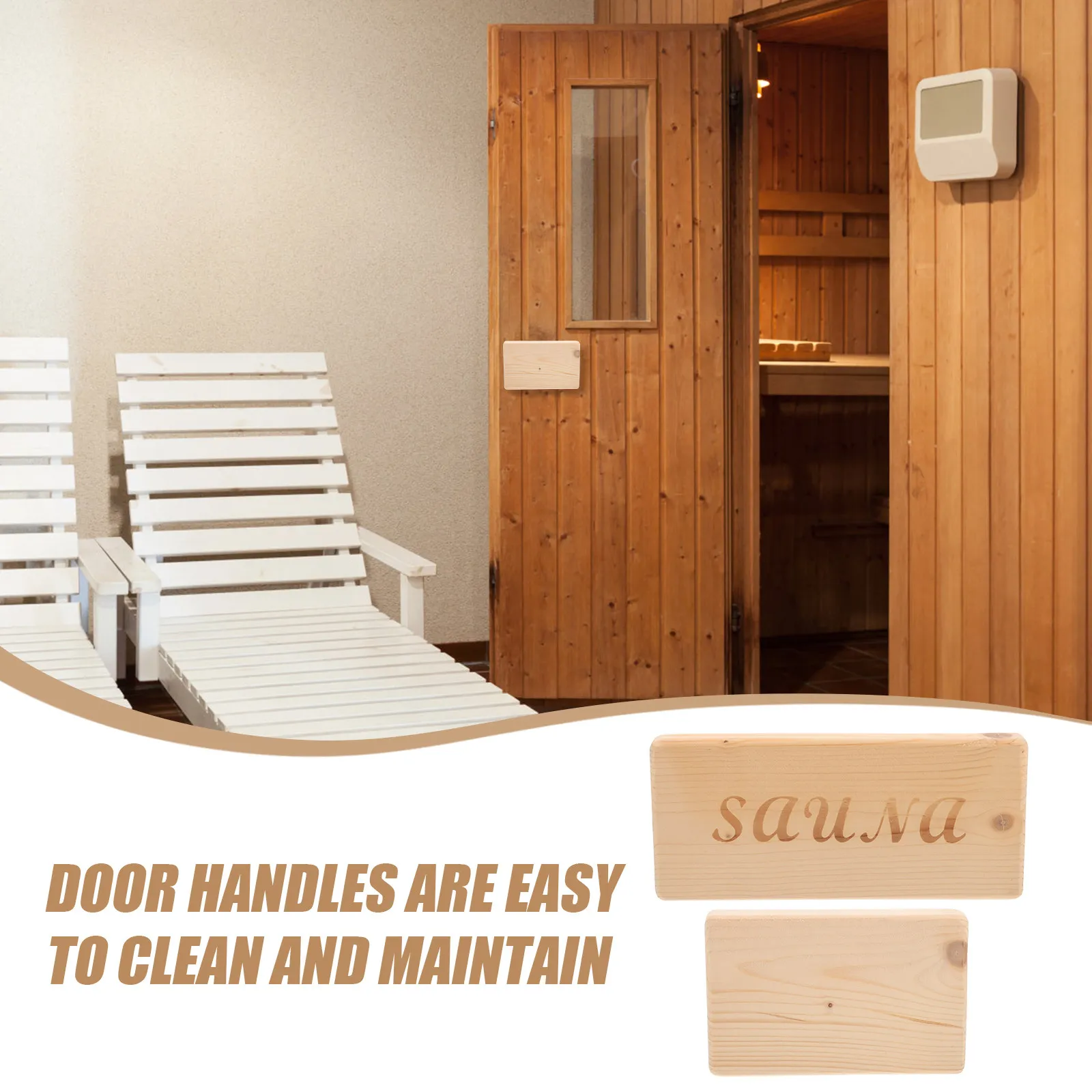 

1Set Wooden Door Handle for Sauna Room Heat Resistant Humidity Proof Ergonomic Design Simple Elegant Steam Room Use Multi