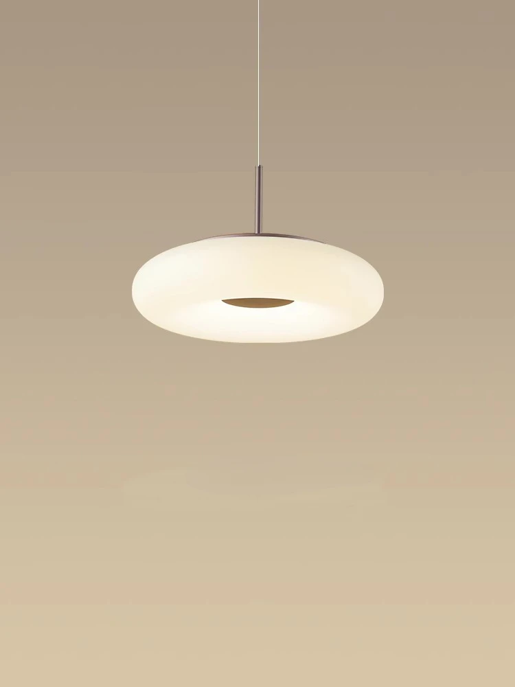 Modern minimalist white circular cream style restaurant pendant light full spectrum LED coffee shop study pendant light