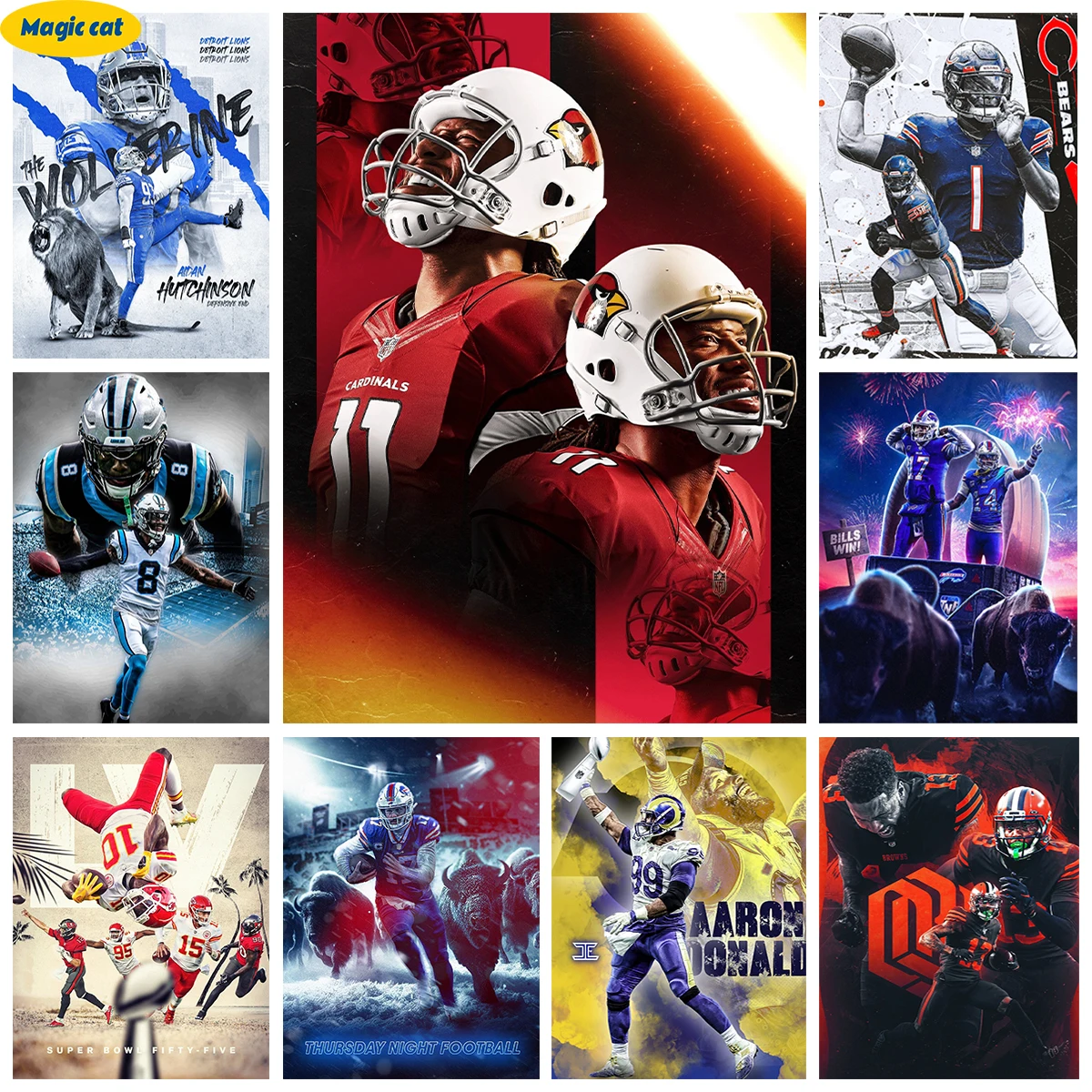 

Football 5D Diamond Painting Football Athlete Poster Handmade Diy Diamond Embroidery Cross Stitch Mosaic Wall Sticker Home Decor