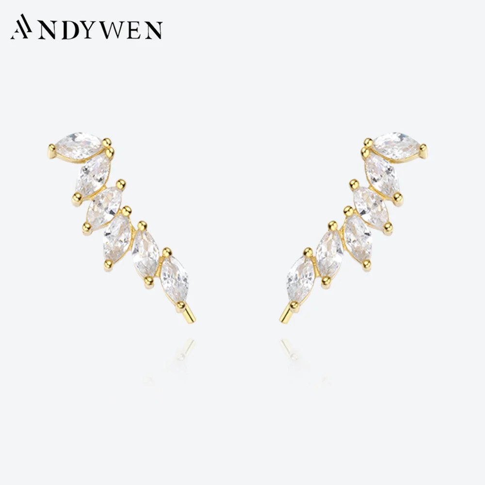 

ANDYWEN 925 пробы серебряные, золотые, большие, длинные, 20 мм, Овальные, Кристальные, большие, Роскошные серьги-подъемники 2023, Изящные Ювелирные изделия, пирсинг-клипсы