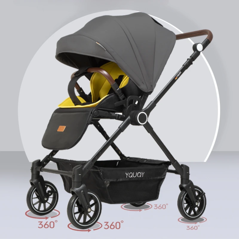 Zwei-Wege-Kinderwagen für Zwillinge leichter faltbarer Kinderwagen sitzbar und liegend High-View Neugeborenen Kinderwagen Deluxe Babyauto