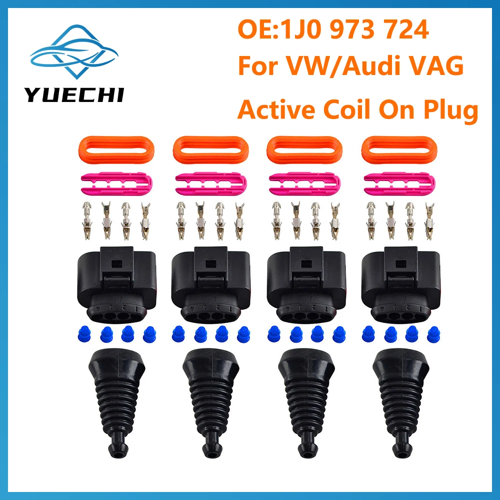 NEW 4 Units 1J0 973 724 Compatible 4 Pin Connector Clamp Clip For VW/Audi VAG Active Coil On Plug