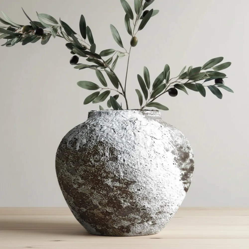 

Большая деревенская керамическая ваза для цветов, фермерский дом, терракотовая керамическая напольная ваза для домашнего декора, центральная часть