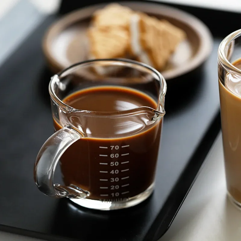 70/150ML Measuring Glass Cup with Double-end Espresso Milk Latte Jug Coffee Measure Mug Kitchen Drinkware for Cafe Shop Home-use