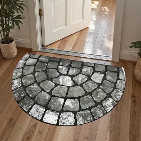 Creative stone pattern enlarged door mat - door semi-circular carpet, entrance mat, washable, outdoor and indoor entrance mat