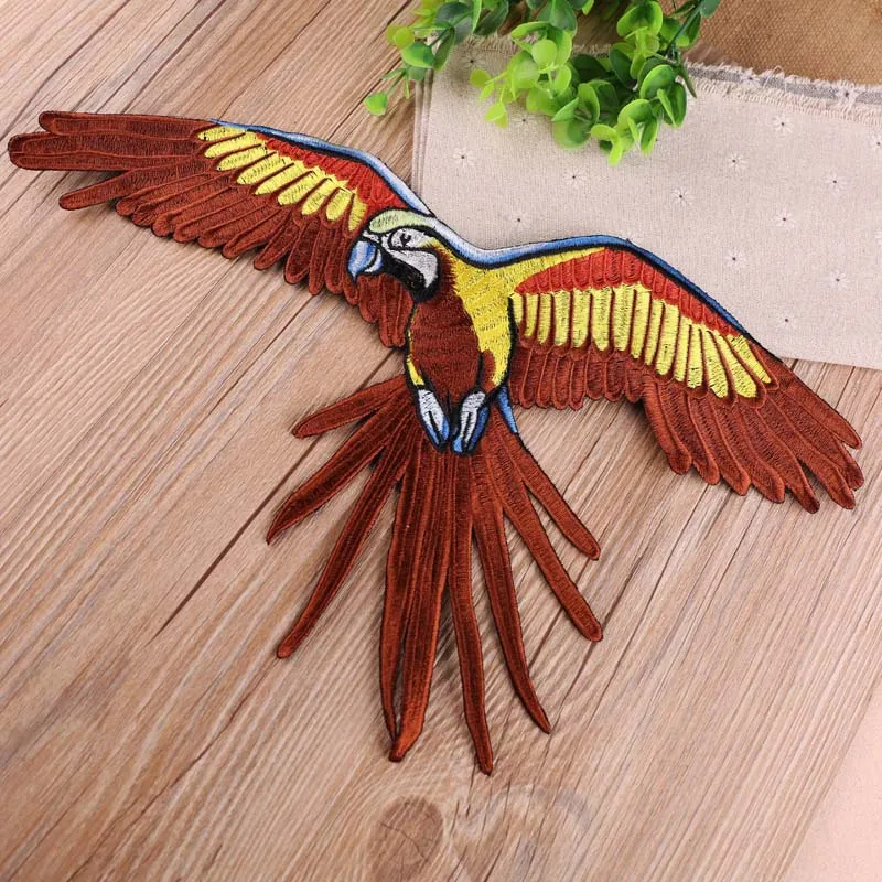 1 Piece 32*22 CM Handmade Sew on Patch Embroidery Parrot for Clothing Bag DIY Decoration Accessories Glue-free