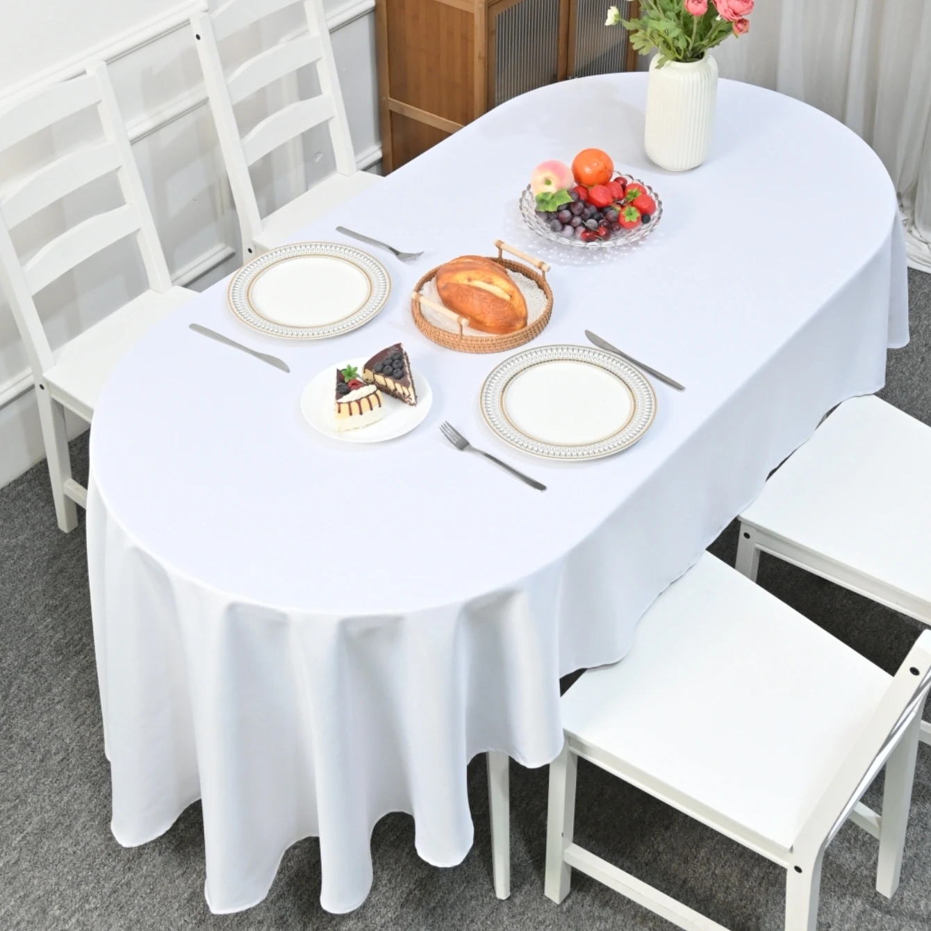 1pc Plain Polyester Tablecloth