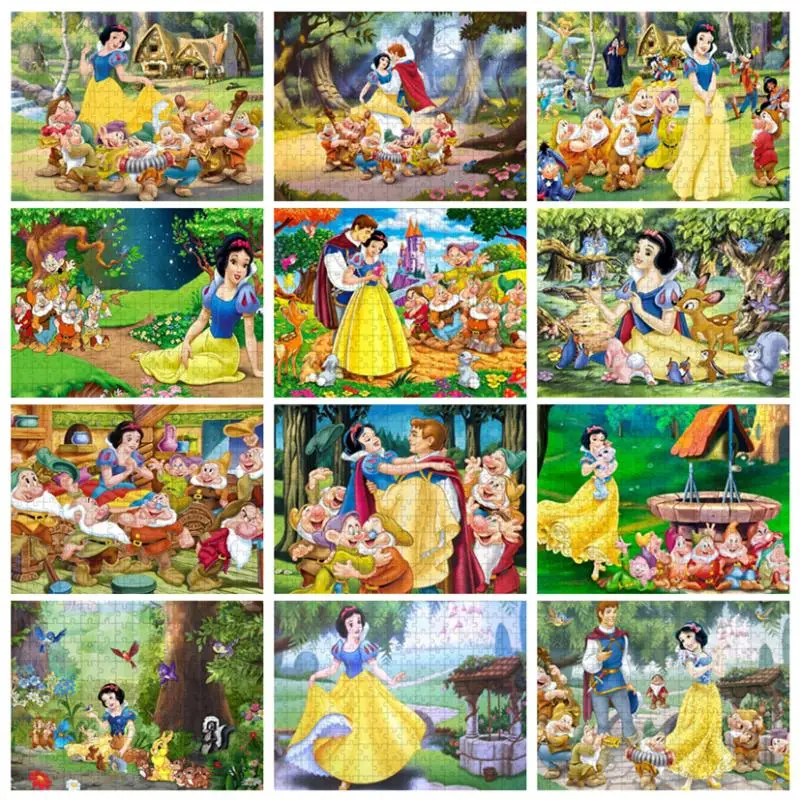 

Disney 300/500/1000 Pcs Jigsaw Puzzles Snow White Prince Seven Dwarfs Puzzle Diy Kids Educational Intellectual Toys Decoration