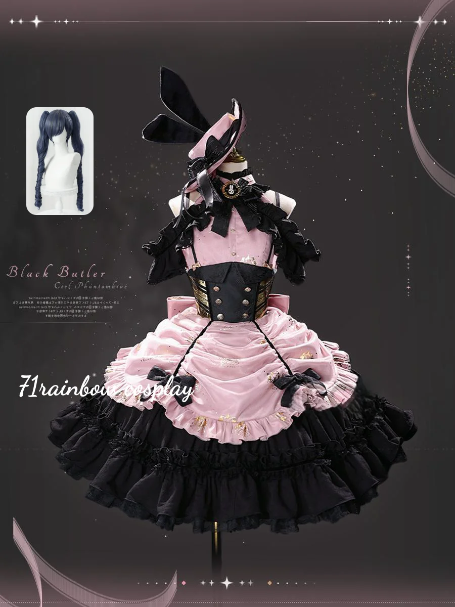 Ciel Phantomhive Cosplay Anime Black Butler Ciel Phantomhive Cafe Doujin Copslay Costume Woman Christmas Sets Wig Dress Cosplay