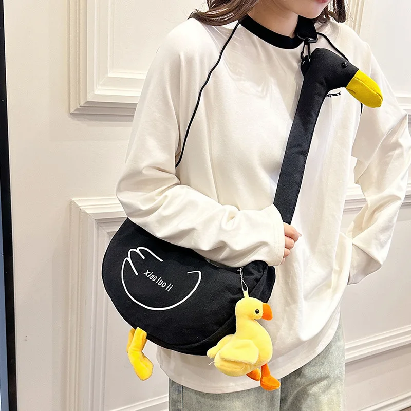 Women cute goose shoulder bag Creative student storage bag girl Long neck funny duck crossbody bag