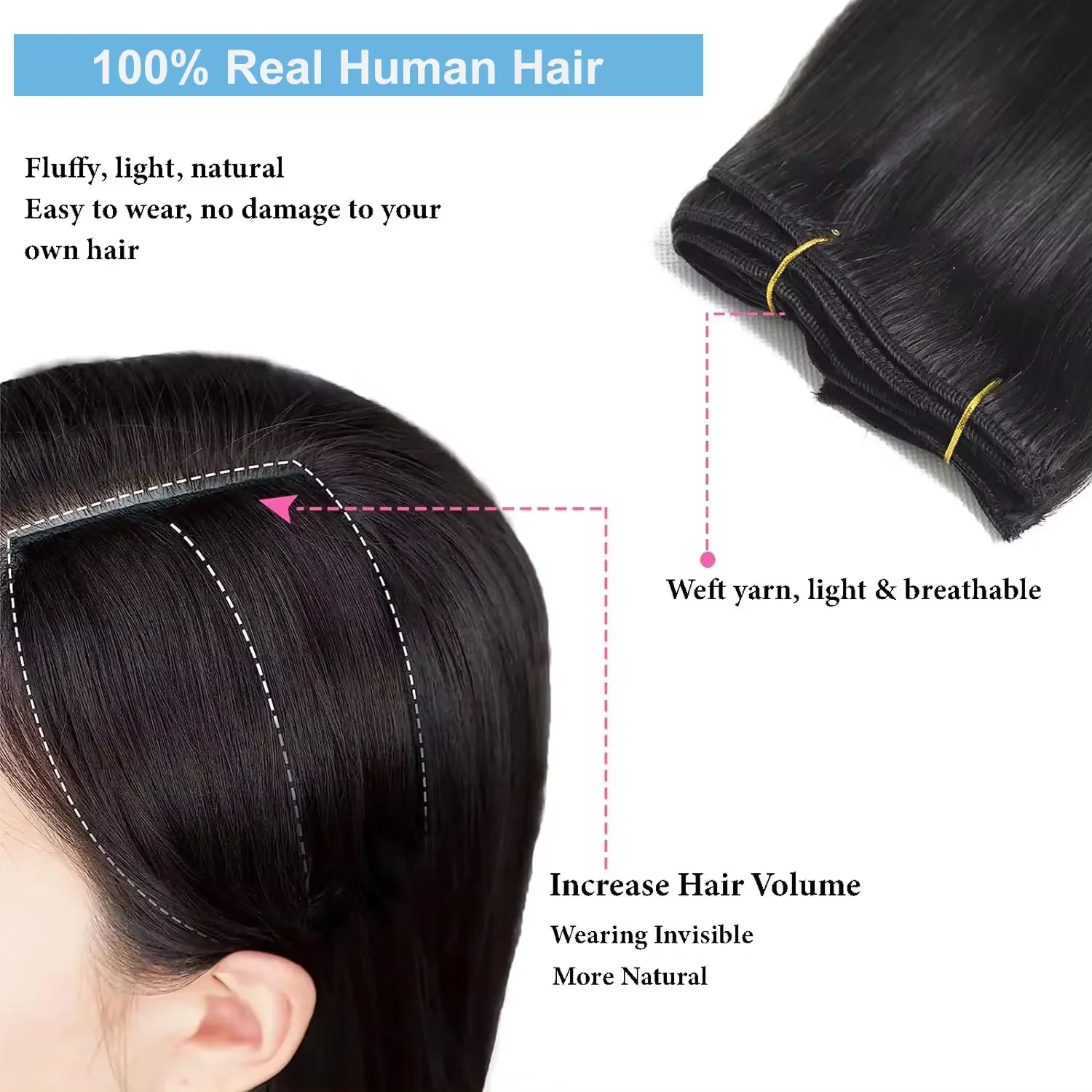 Clip recto natural en extensiones de cabello Extensiones de cabello humano 100% real Color de 12-26 pulgadas # 1B Negro 120g Para Salón Alta Calidad