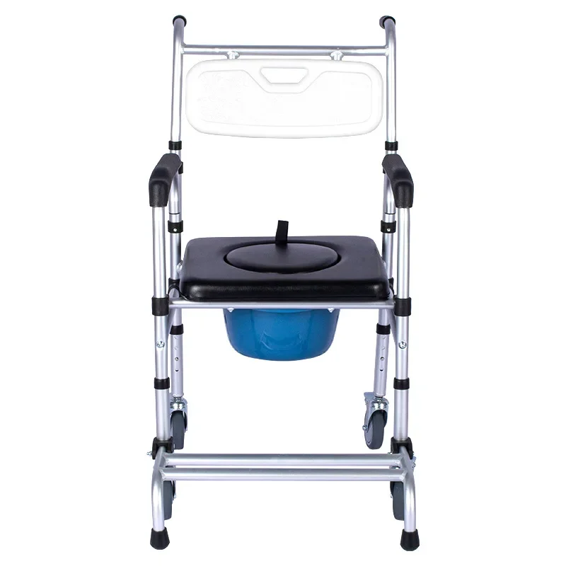 Aluminum Alloy Elderly Toilet Chair Bathroom Shower Chair The Elderly Toilet Mobile Stool Potty chairs wtih Wheels