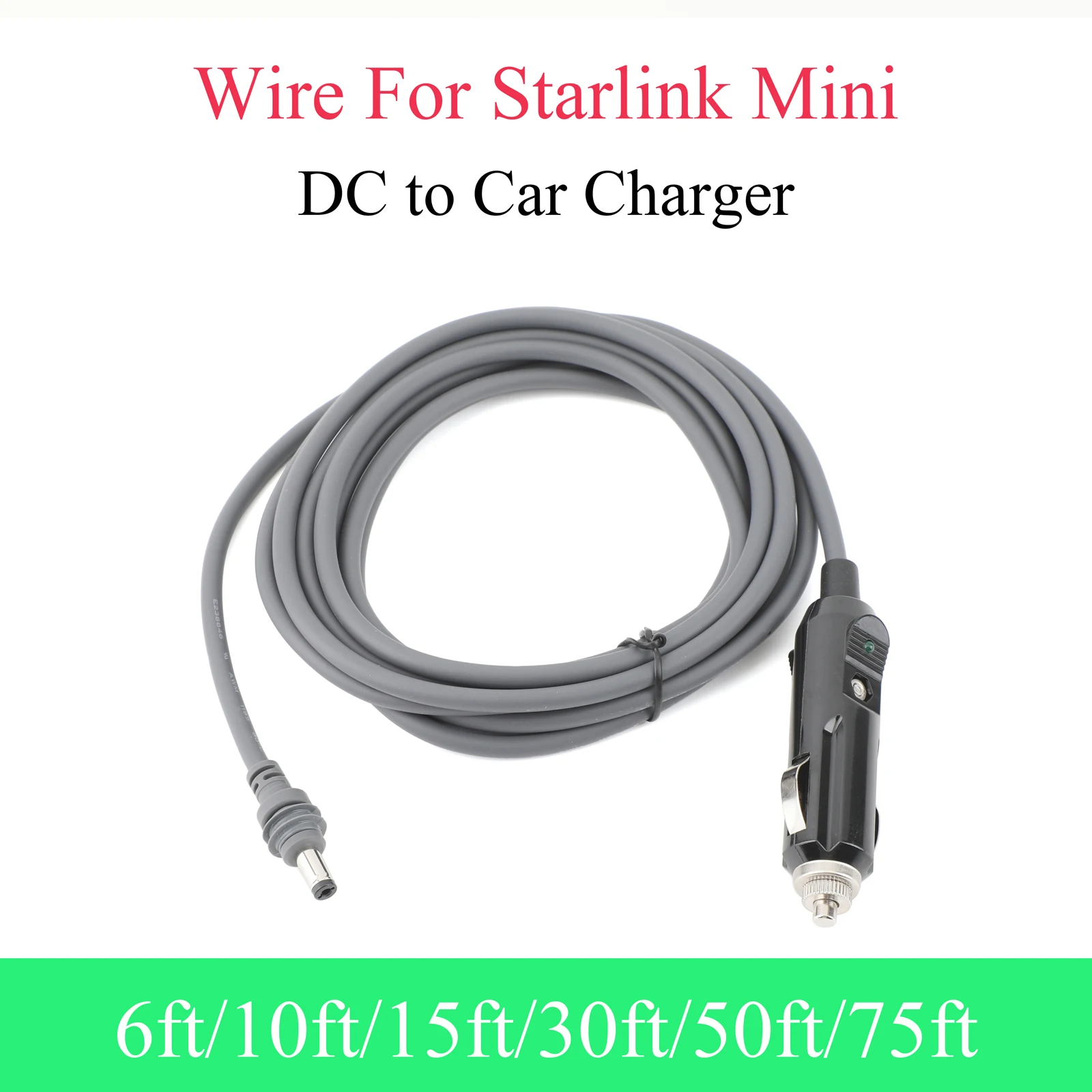 1PCS For Starlink Mini Car Charger To DC Power Cable Extension Wire  for Satellite Cigarette Lighter To DC Adapter