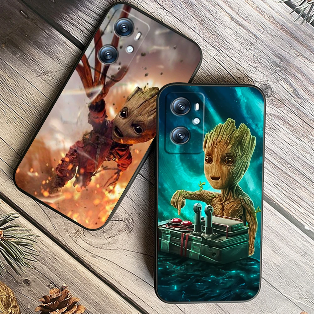 Marvel Groot Cartoon Anime For OPPO Find X6 X5 X3 A54S A5 A94 A16 A53S A57 A74 A72 A98 A78 A96 A9 5G Black Funda Phone Case