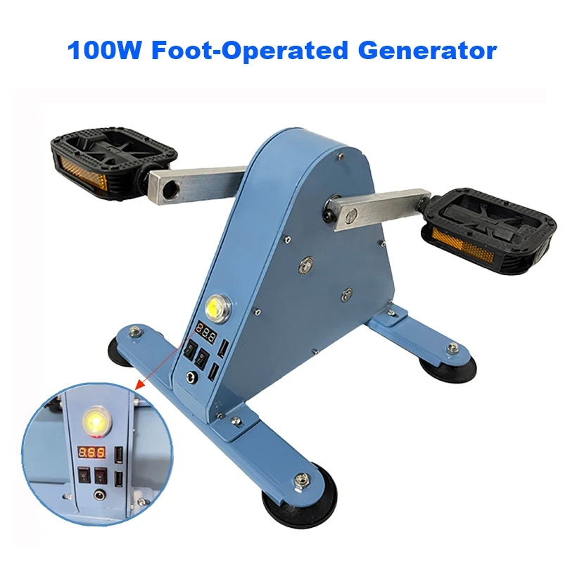 100W Foot-Operated Generator Portable Power Generator Hand Generator Rehabilitation Training Device Spinning Bike Fitness Geare