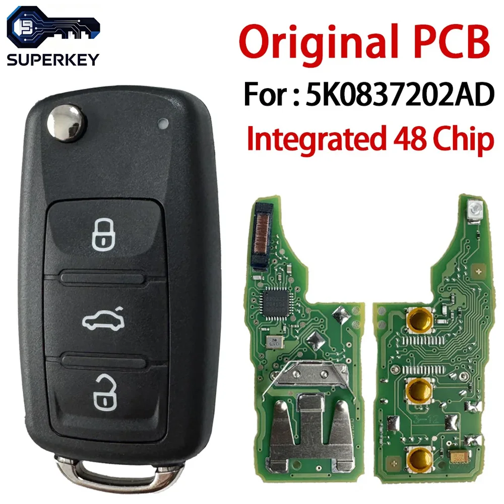 OEM PCB Integrated 48 Chip 5K0837202AD For Volkswagen VW GOLF PASSAT Tiguan Polo Jetta Beetle Skoda Seat Flip Remote Car Key