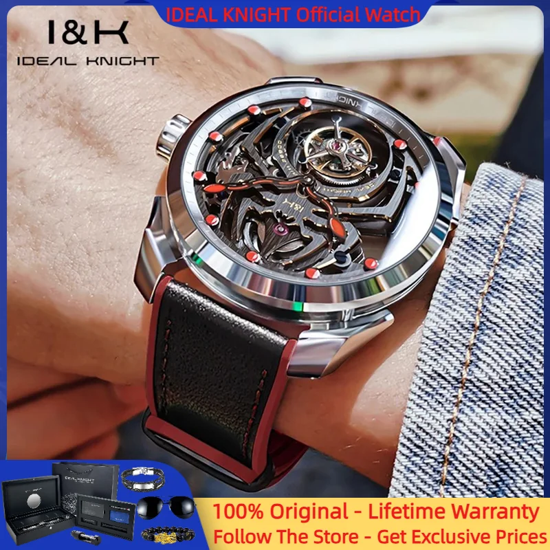 

IDEAL KNIGHT 6802 Men Tourbillon Watch Luxury Limited Edition Spider Luminous Hollow Watch High Men Automatic Mechanical Watch