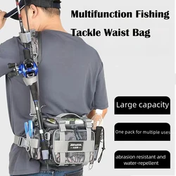 2024 New MultifunctionFishing Tackle Waist Bag Sturdy Fly Fishing Storage Pack with Rod Holder Fishing Gear Bag Gift