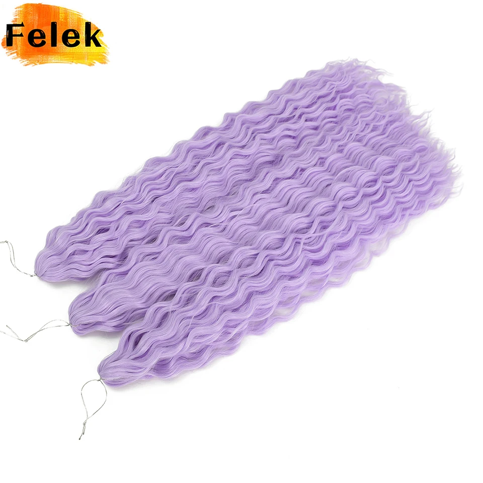

3 шт. фиолетовых синтетических волос для плетения косичек, имитирующих афро-локоны и водную волну, 22-30 дюймов, розовые глубокие волны, для наращивания волос
